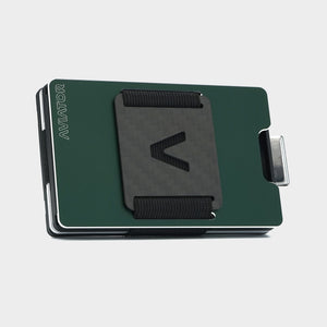 Aluminium Eloxal  Velvet green mit Cash Clip Carbon und Kleingeldfach